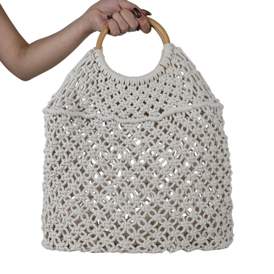 Bolsa Média Macramê Branca  - ReUse
