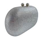 Bolsa Festa Clutch Pedraria Strass Oval Prata