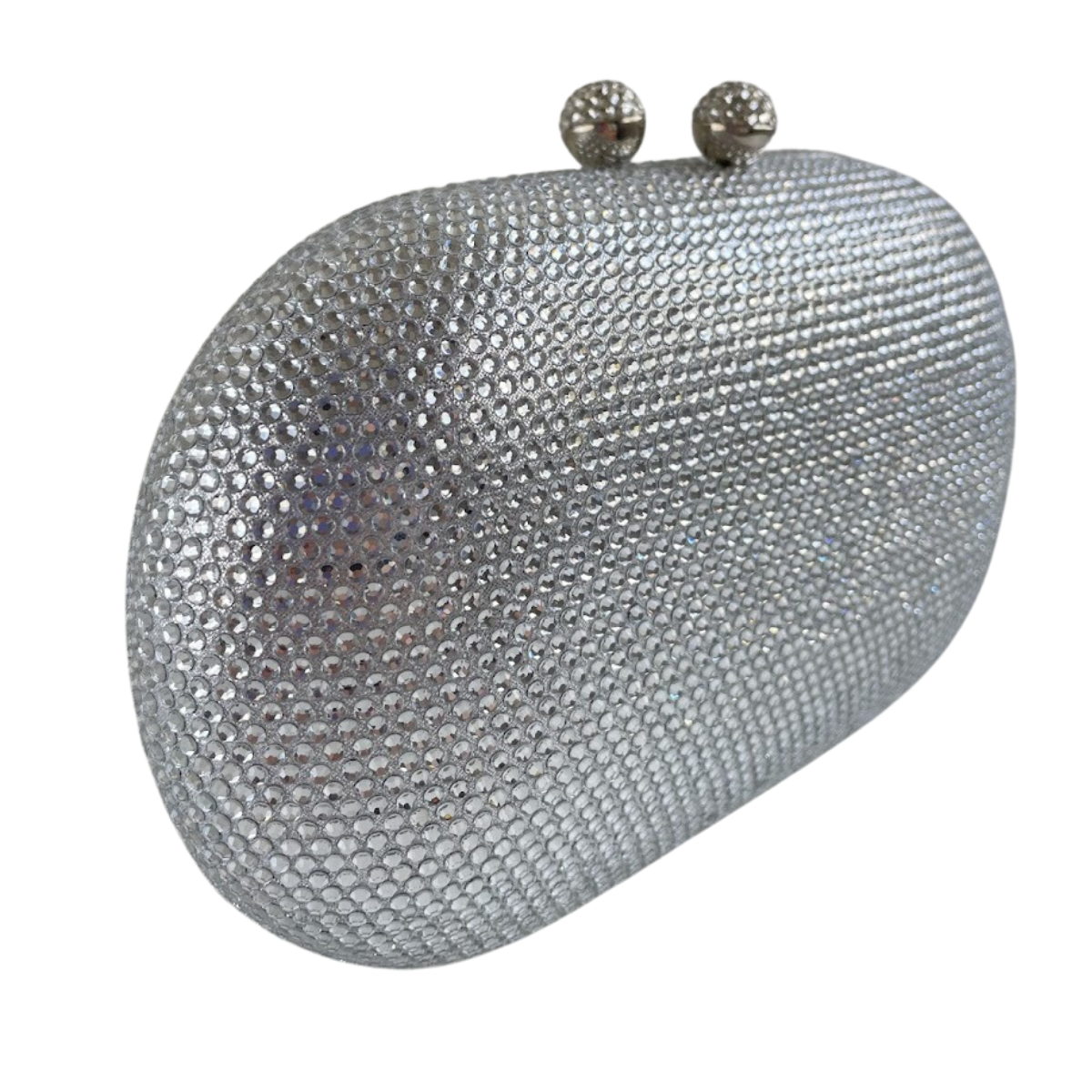 Bolsa Festa Clutch Pedraria Strass Oval Prata