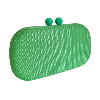 Bolsa de Festa Clutch Oval Palha Verde