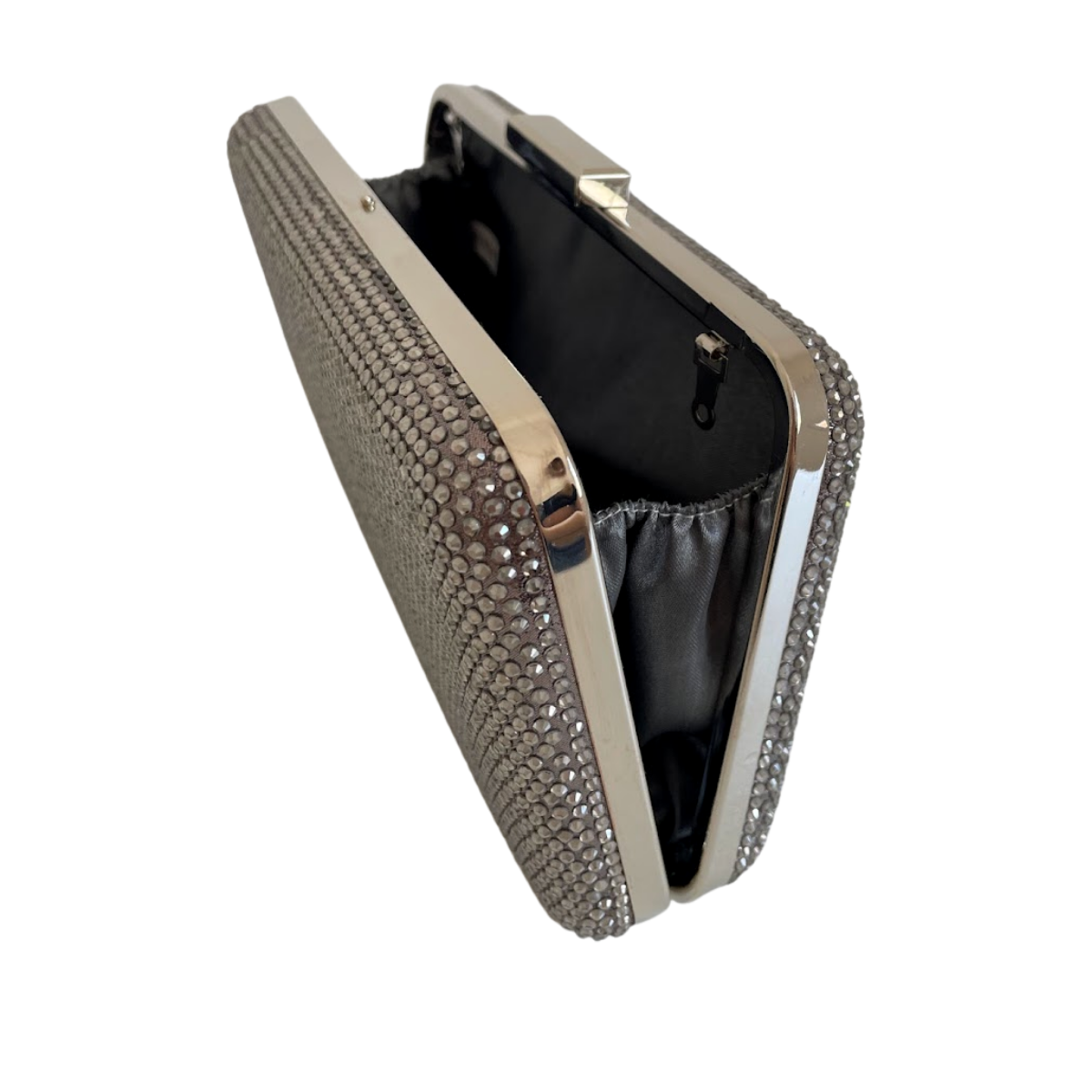 Bolsa de Festa Clutch Pedraria Strass Prata Escuro - ReUse
