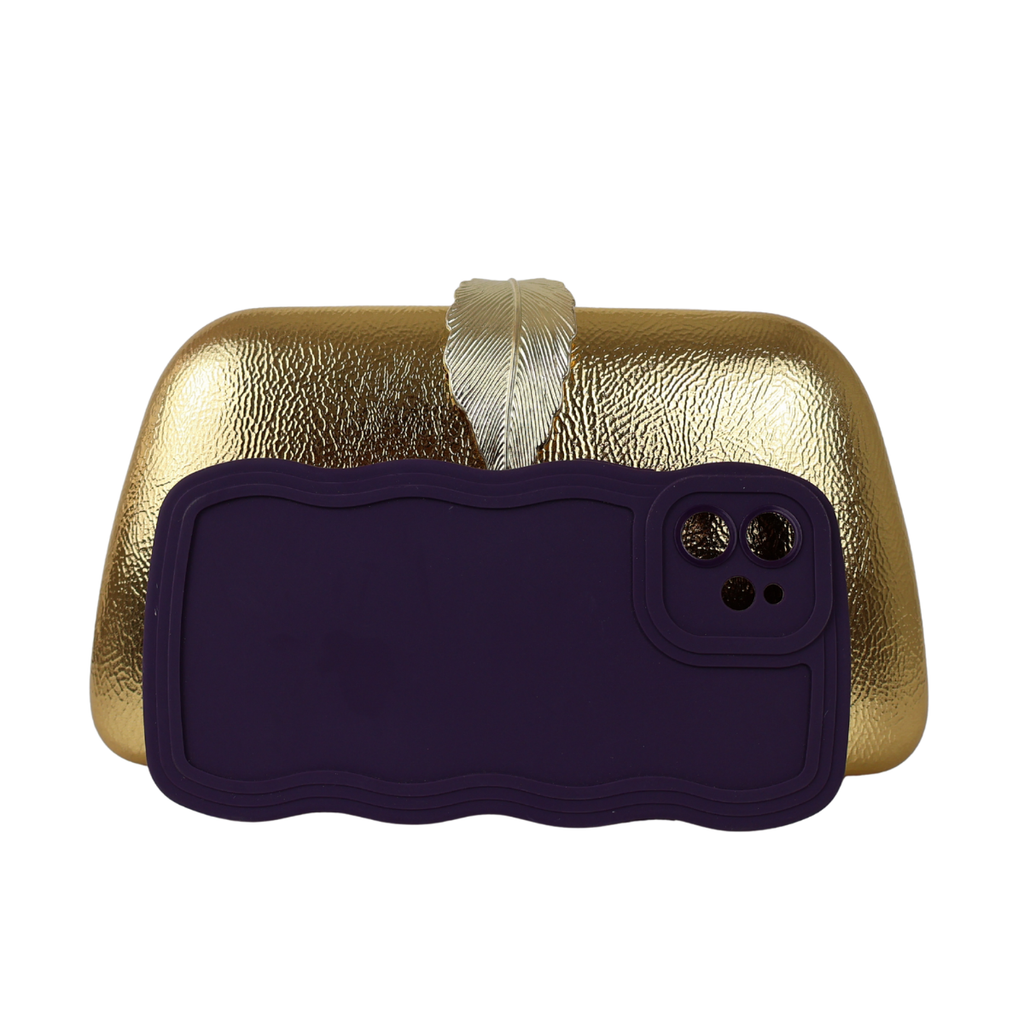 Bolsa Clutch Festa Fecho de Folha Dourada