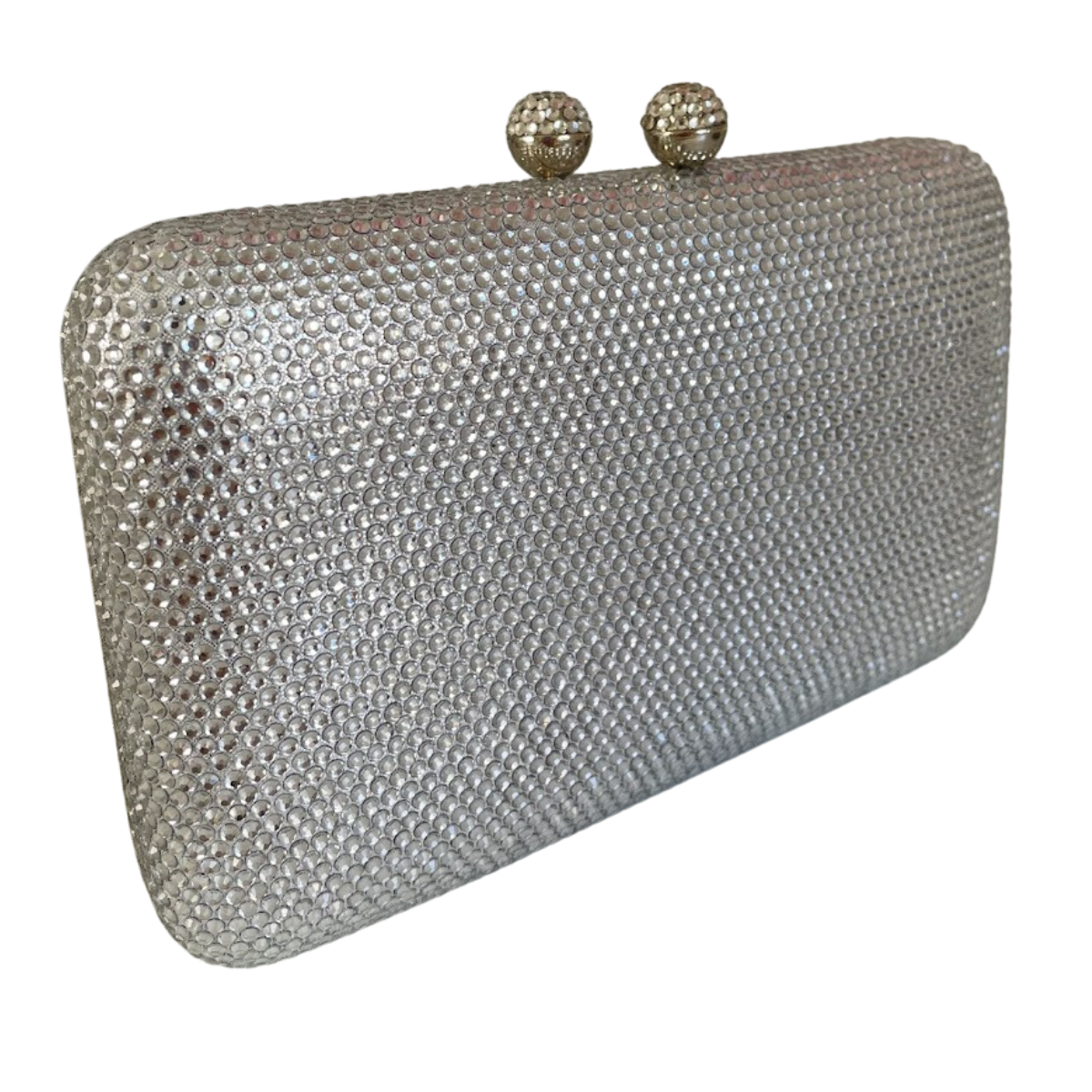 Bolsa de Festa Clutch Pedraria Prateada Retangular