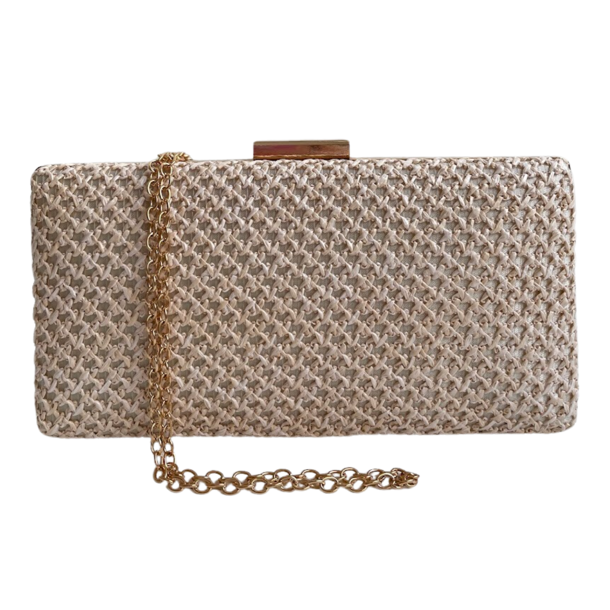 Bolsa Festa Clutch Trama Palha Bege Claro - ReUse