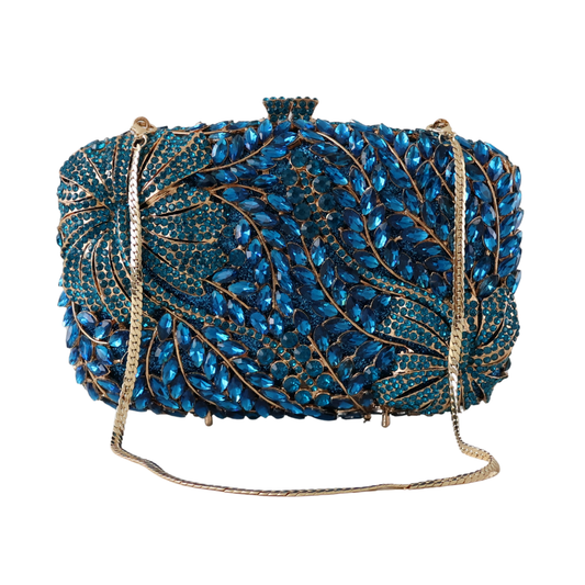 Bolsa Clutch Festa Pedraria Strass Azul