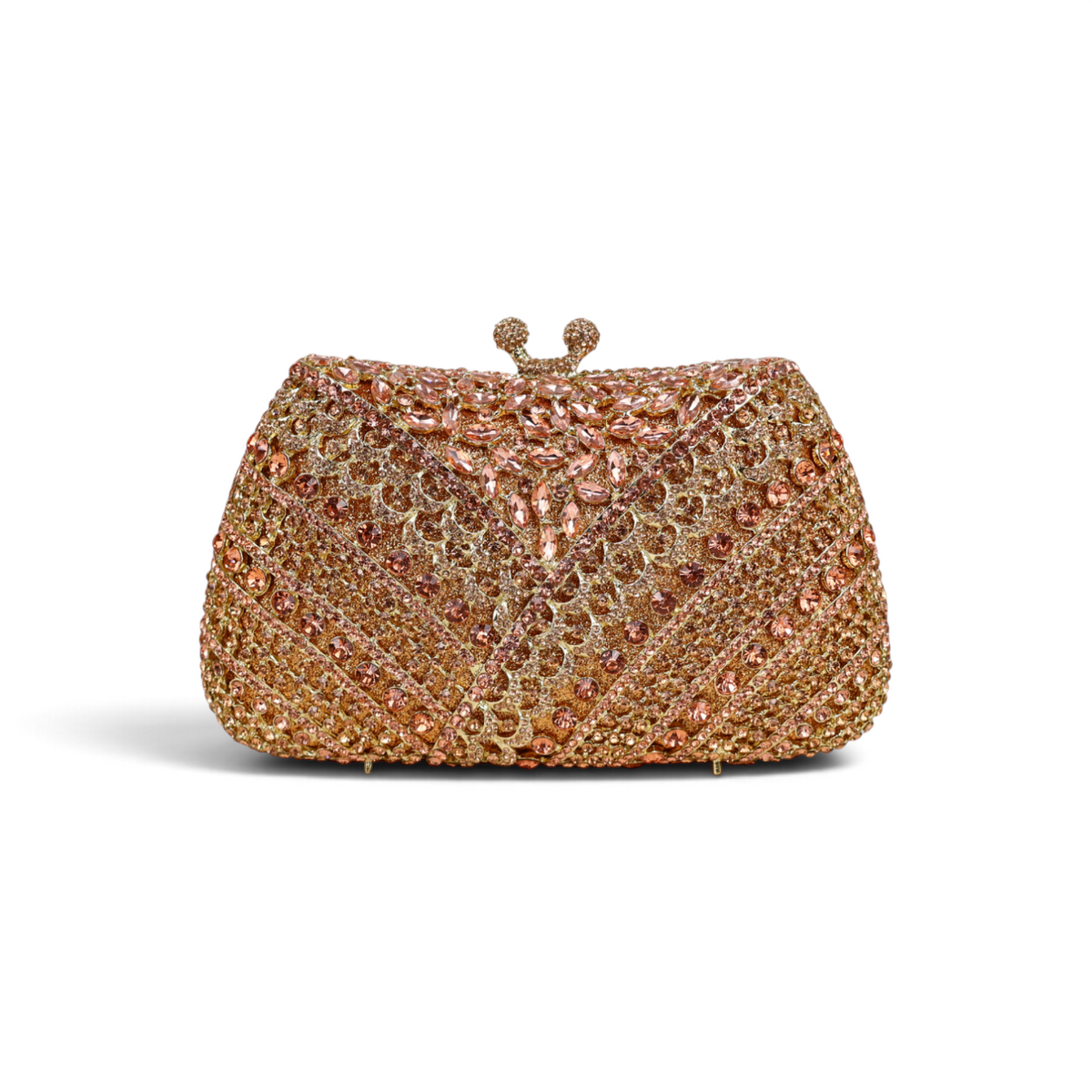 Bolsa Festa Clutch Pedraria Strass Dourada Champagne