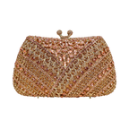 Bolsa Festa Clutch Pedraria Strass Dourada Champagne