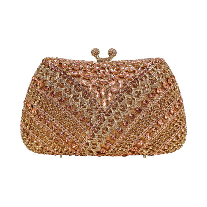 Bolsa Festa Clutch Pedraria Strass Dourada Champagne