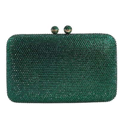 Bolsa Festa Clutch Pedraria Strass Verde Esmeralda