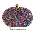 Bolsa Festa Clutch Pedraria Colorida Oval Ferragem Dourada