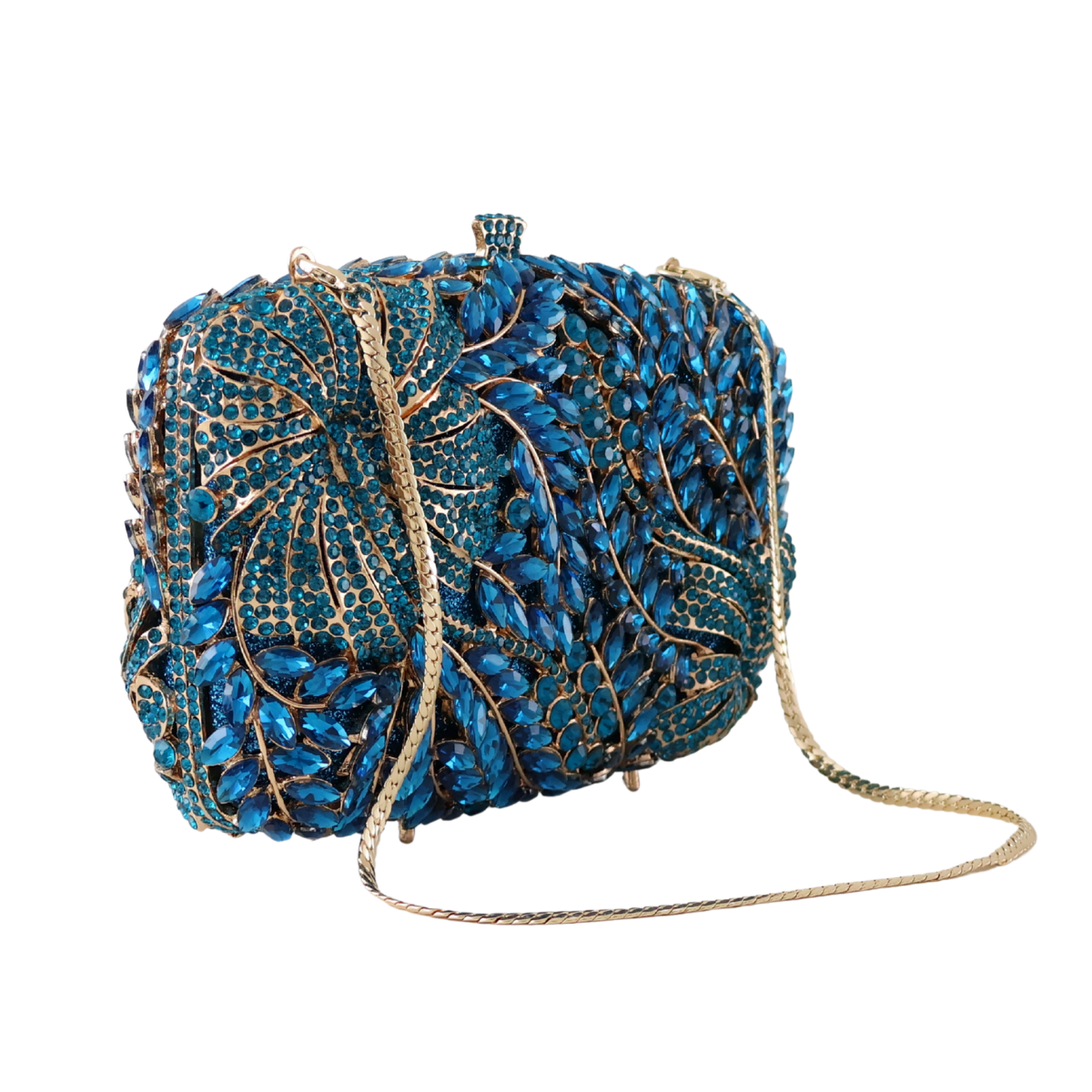 Bolsa Clutch Festa Pedraria Strass Azul