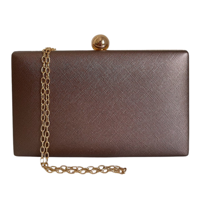 Bolsa de Festa Clutch Vinil Bronze Café