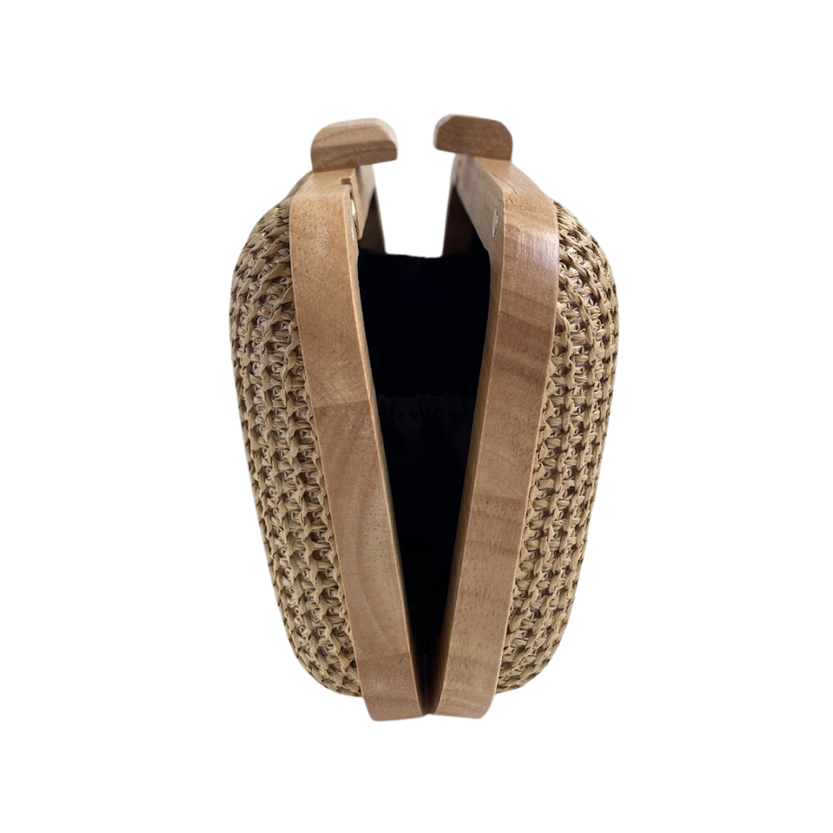 Bolsa de Festa Clutch Madeira e Palha Bege