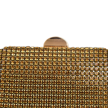 Bolsa Festa Clutch Strass Dourado Escuro