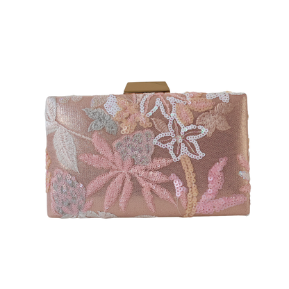 Bolsa Clutch Festa Bordada Flores Rosa