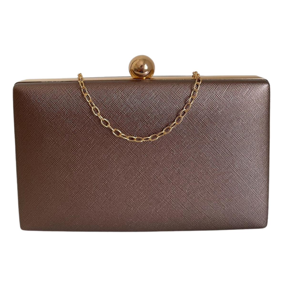 Bolsa de Festa Clutch Vinil Bronze Café