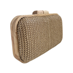 Bolsa de Festa Clutch Madeira e Palha Bege