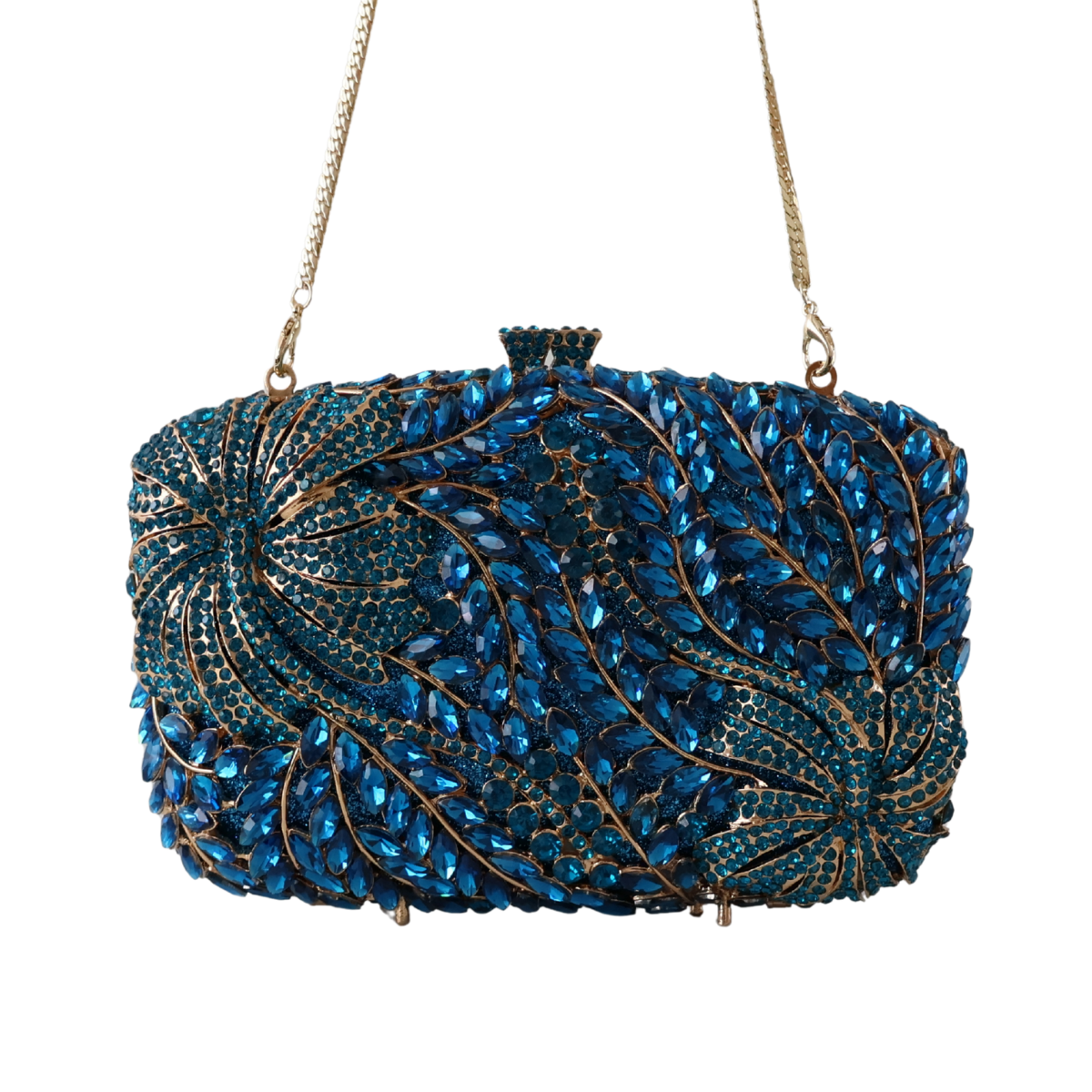 Bolsa Clutch Festa Pedraria Strass Azul