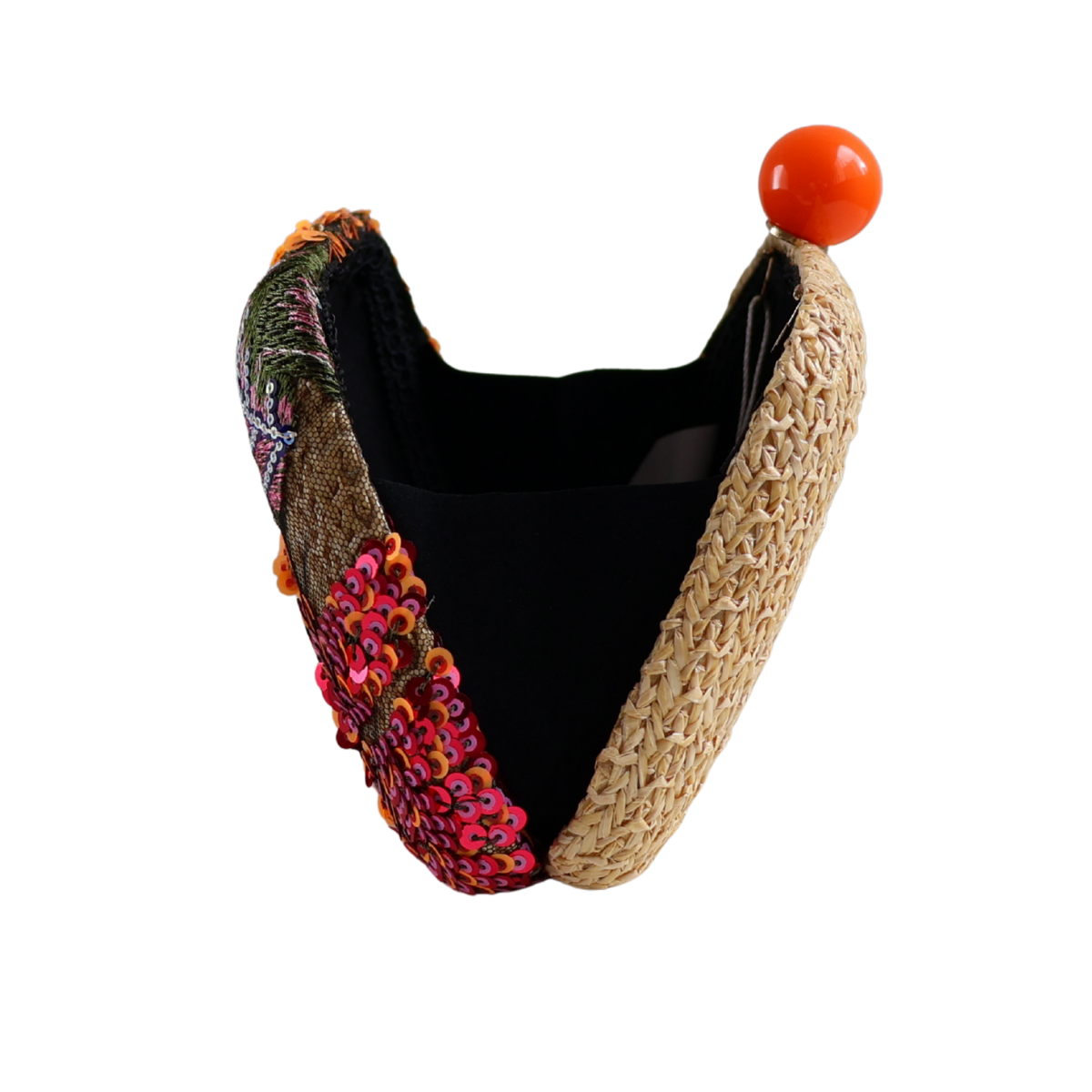 Bolsa Clutch Festa Bordada Flores Laranja