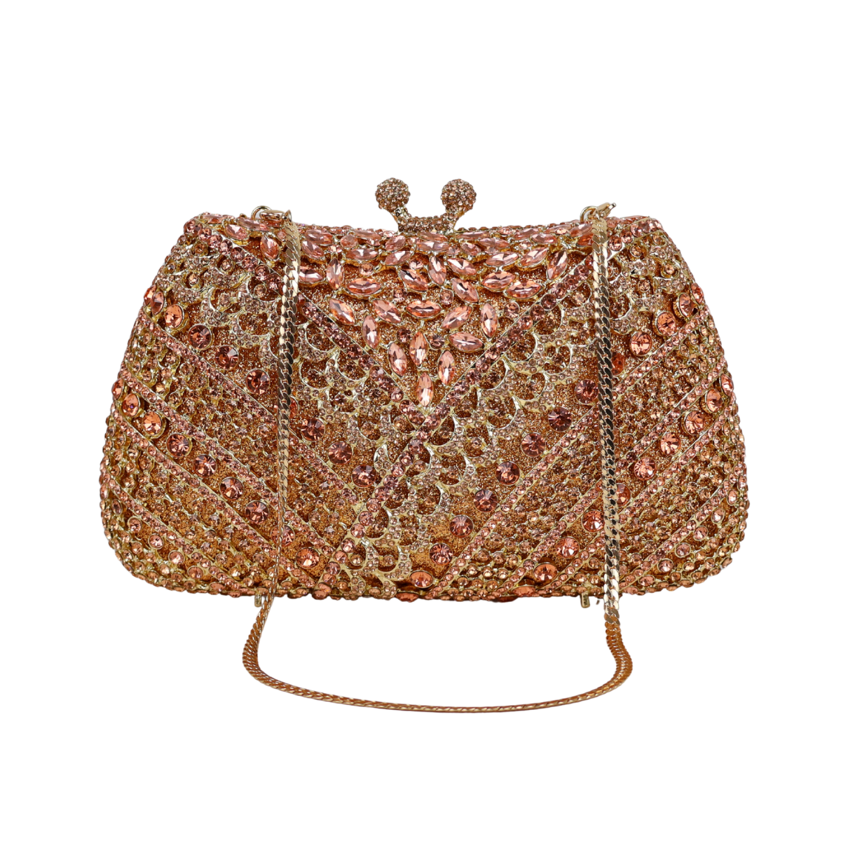 Bolsa Festa Clutch Pedraria Strass Dourada Champagne