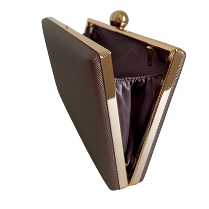 Bolsa de Festa Clutch Vinil Bronze Café