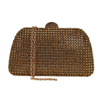Bolsa Festa Clutch Strass Dourado Escuro