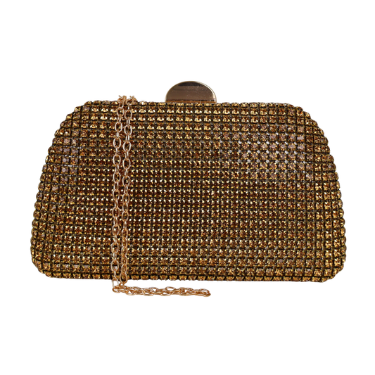 Bolsa Festa Clutch Strass Dourado Escuro