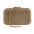 Bolsa de Festa Clutch Madeira e Palha Bege