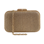 Bolsa de Festa Clutch Madeira e Palha Bege