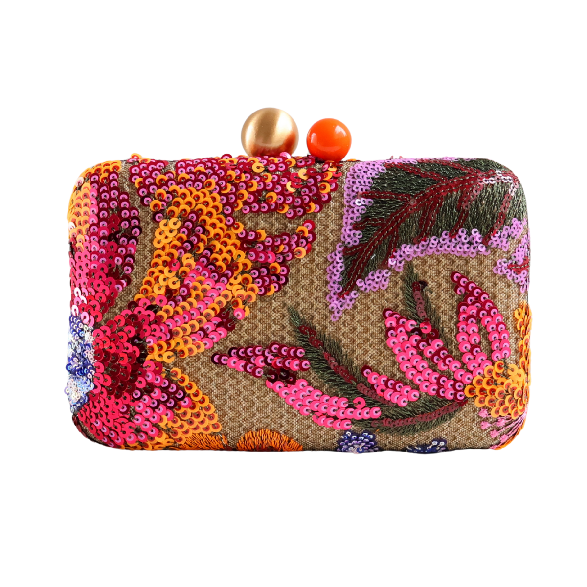Bolsa Clutch Festa Bordada Flores Laranja