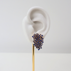 Brinco Dourado e Cristal Azul - Semijoia