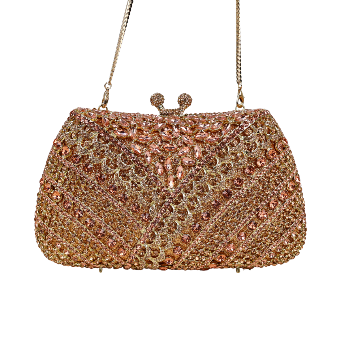 Bolsa Festa Clutch Pedraria Strass Dourada Champagne