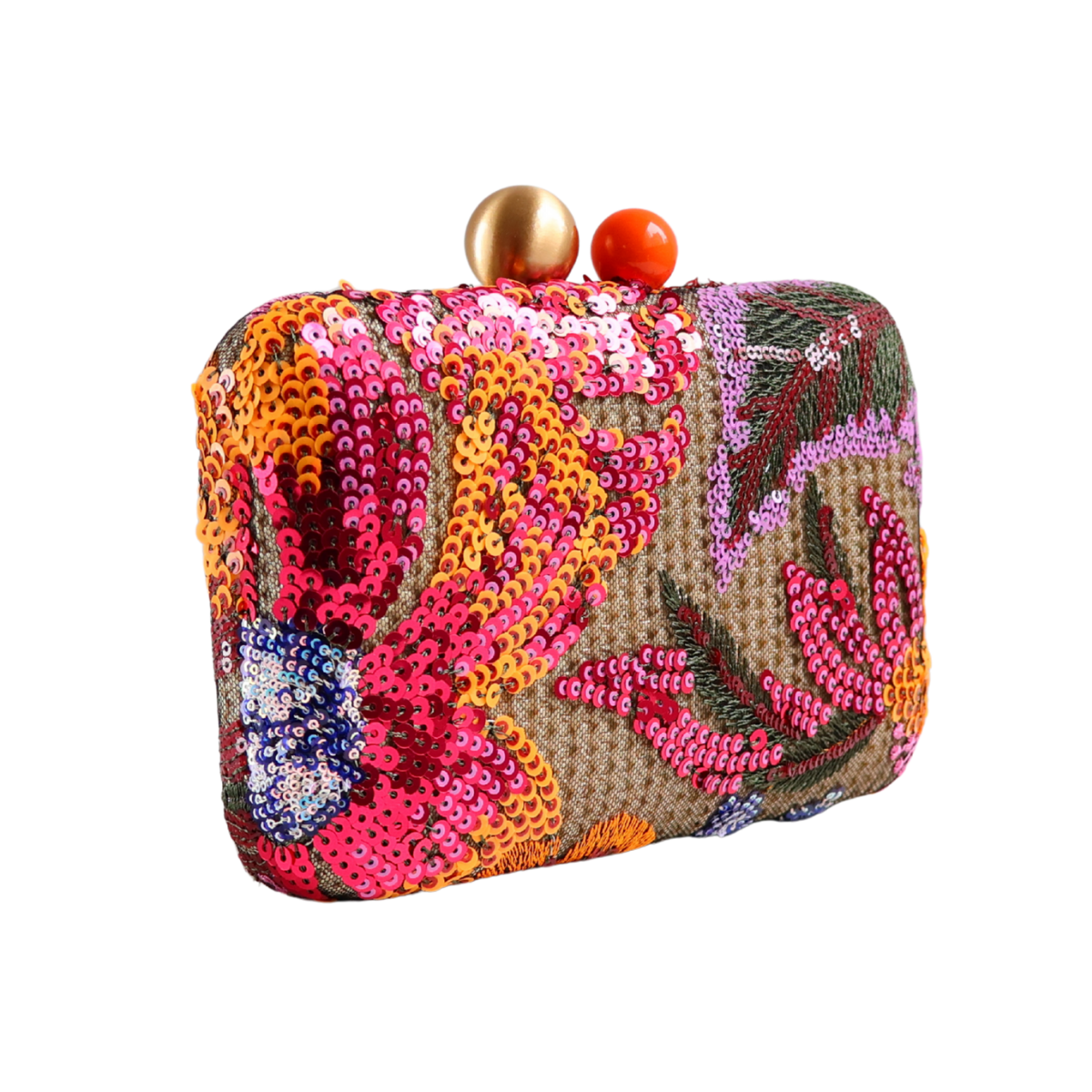 Bolsa Clutch Festa Bordada Flores Laranja