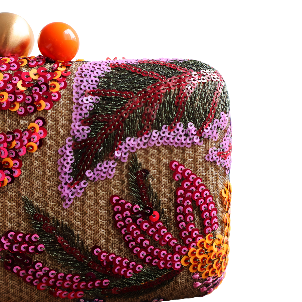 Bolsa Clutch Festa Bordada Flores Laranja