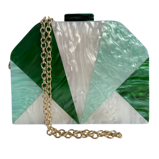 Bolsa de Festa Clutch Acrílico Trapezoidal Verde