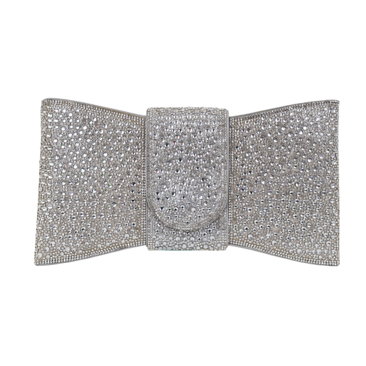 Bolsa Carteira de Festa Clutch Pedraria Prata