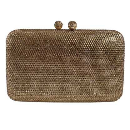 Bolsa Festa Clutch Pedraria Strass Dourada