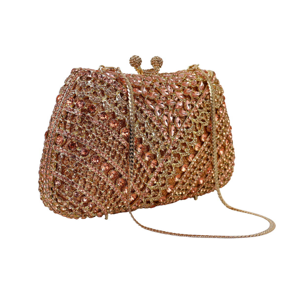 Bolsa Festa Clutch Pedraria Strass Dourada Champagne