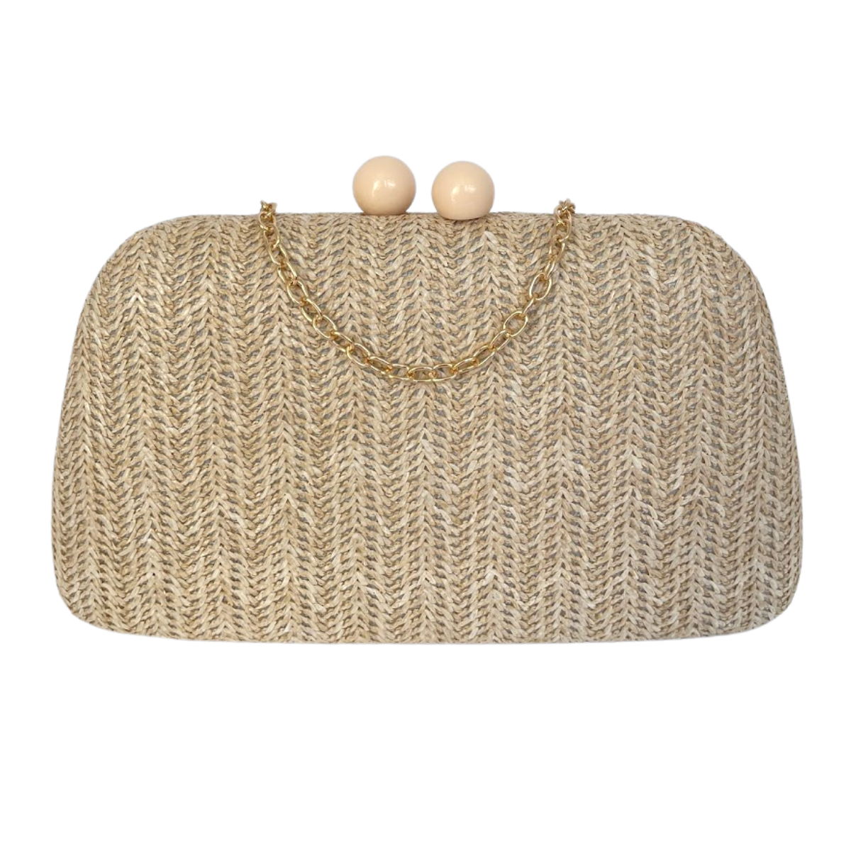 Bolsa de Festa Clutch Retangular Palha Bege