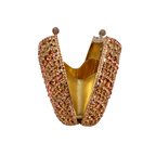 Bolsa Festa Clutch Pedraria Strass Dourada Champagne