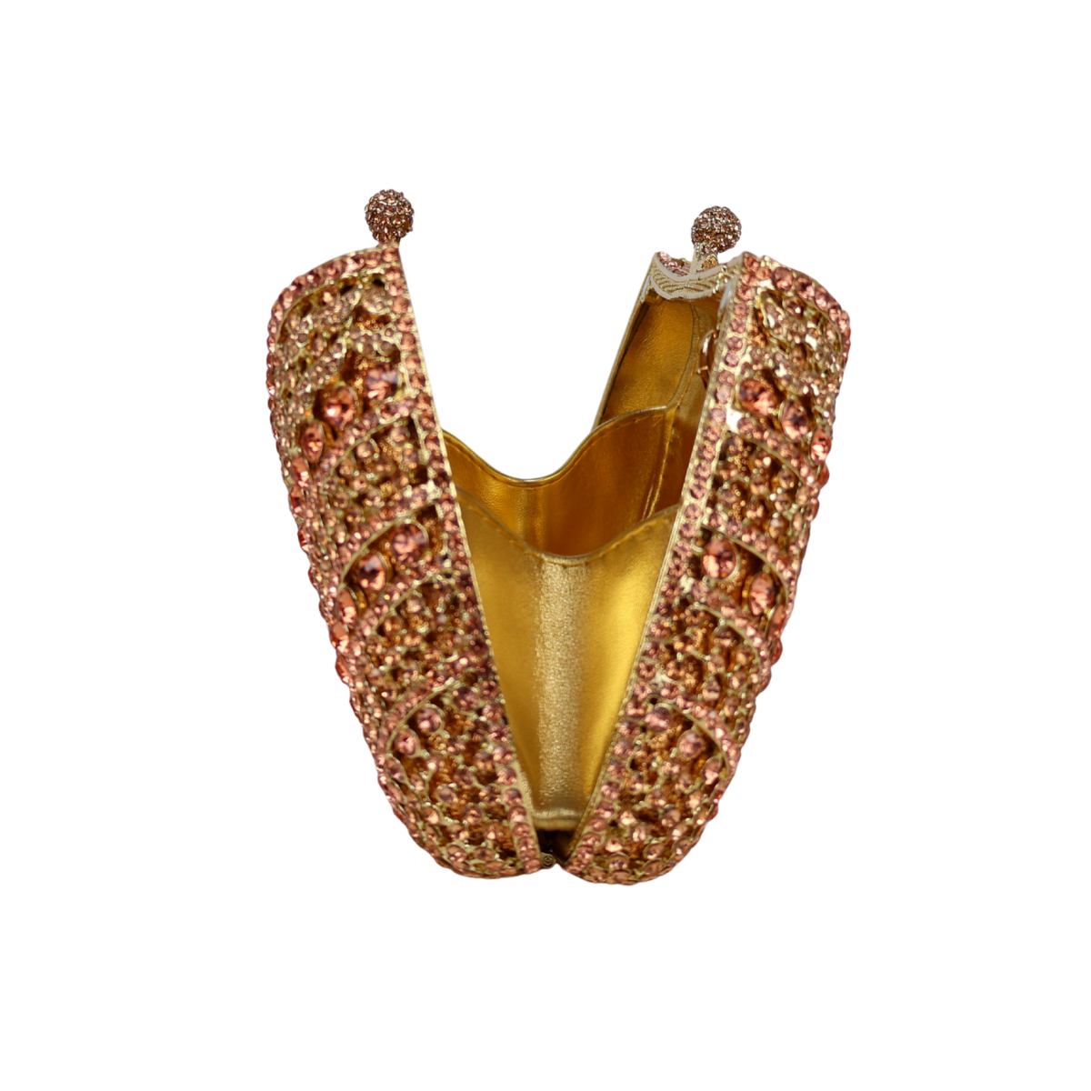 Bolsa Festa Clutch Pedraria Strass Dourada Champagne
