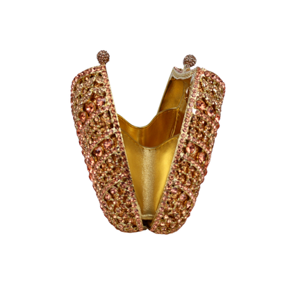 Bolsa Festa Clutch Pedraria Strass Dourada Champagne