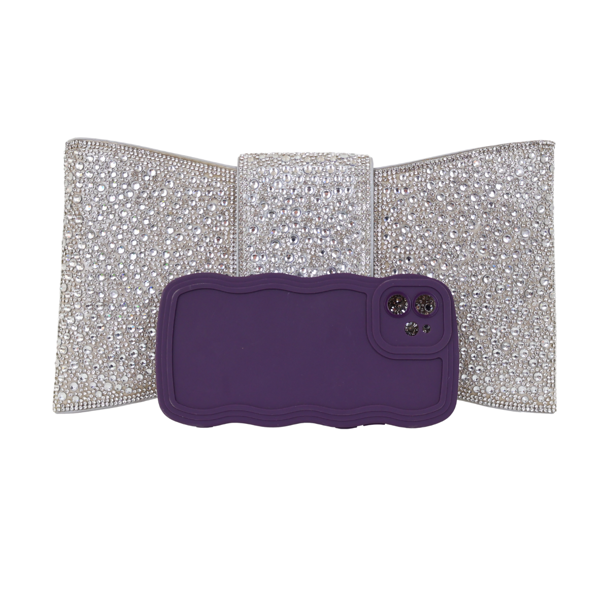 Bolsa Carteira de Festa Clutch Pedraria Prata
