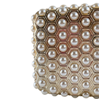 Bolsa de Festa Clutch Acrílico Dourado e Perolas