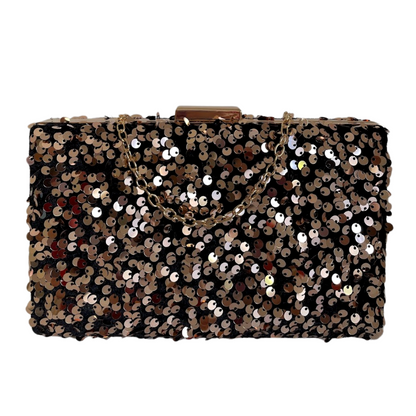 Bolsa de Festa Clutch Paetê Lantejoulas Bronze