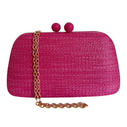 Bolsa de Festa Clutch Palha Rosa Pink