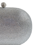 Bolsa Festa Clutch Pedraria Strass Oval Prata