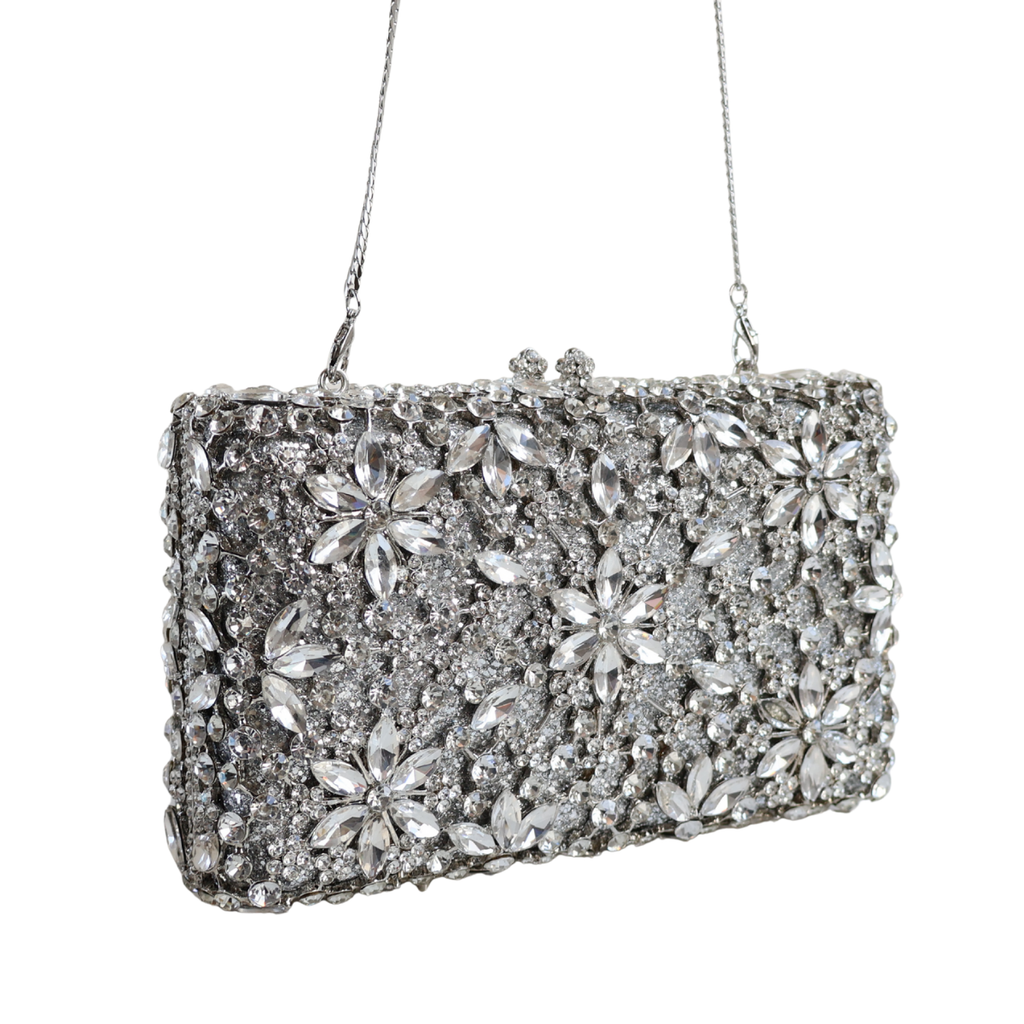 Bolsa Festa Clutch Pedraria Strass Prata