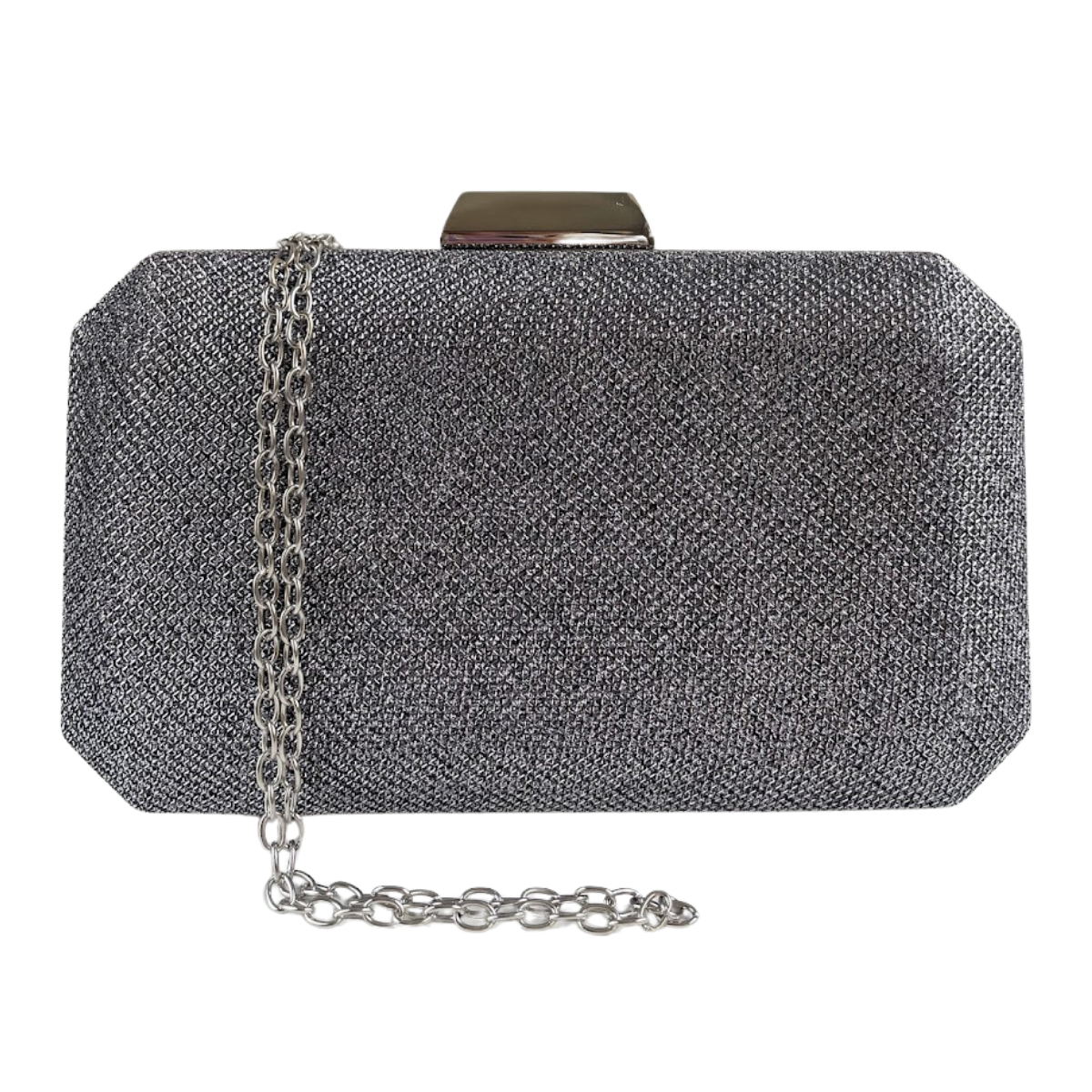 Bolsa de Festa Clutch Brilho Prata Grafite