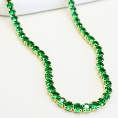 Choker Riviera Verde Esmeralda - Dourado